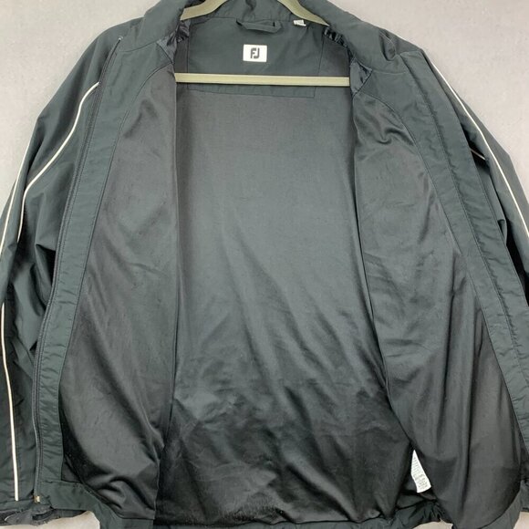 FootJoy Mens Jacket Large Black Full Zip Windbreaker Laminated Golf Rain Outdoor - Picture 5 of 12